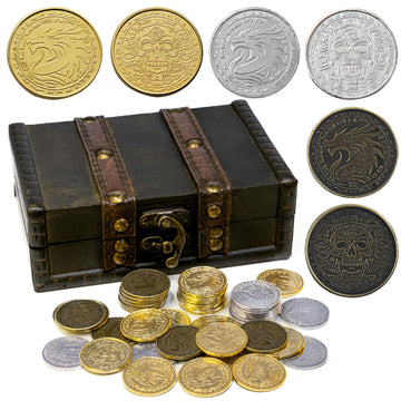 Actiondrake Metal Pirate Coins, 40 Pieces Lots Of Toy Gold Coins For Tabletop Gaming, Roleplaying, Dnd Props Accessories, Treasu