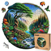 Majestic Landscape - 350 Piece Wooden Puzzles for mature-themeds - 15 x 14.6 in - Extra-Thick 5 mm Wood Puzzle  Hand-Shaped Pieces  Round Mosaic Design - enhanced Gift for Puzzle Lovers by LEOGOR