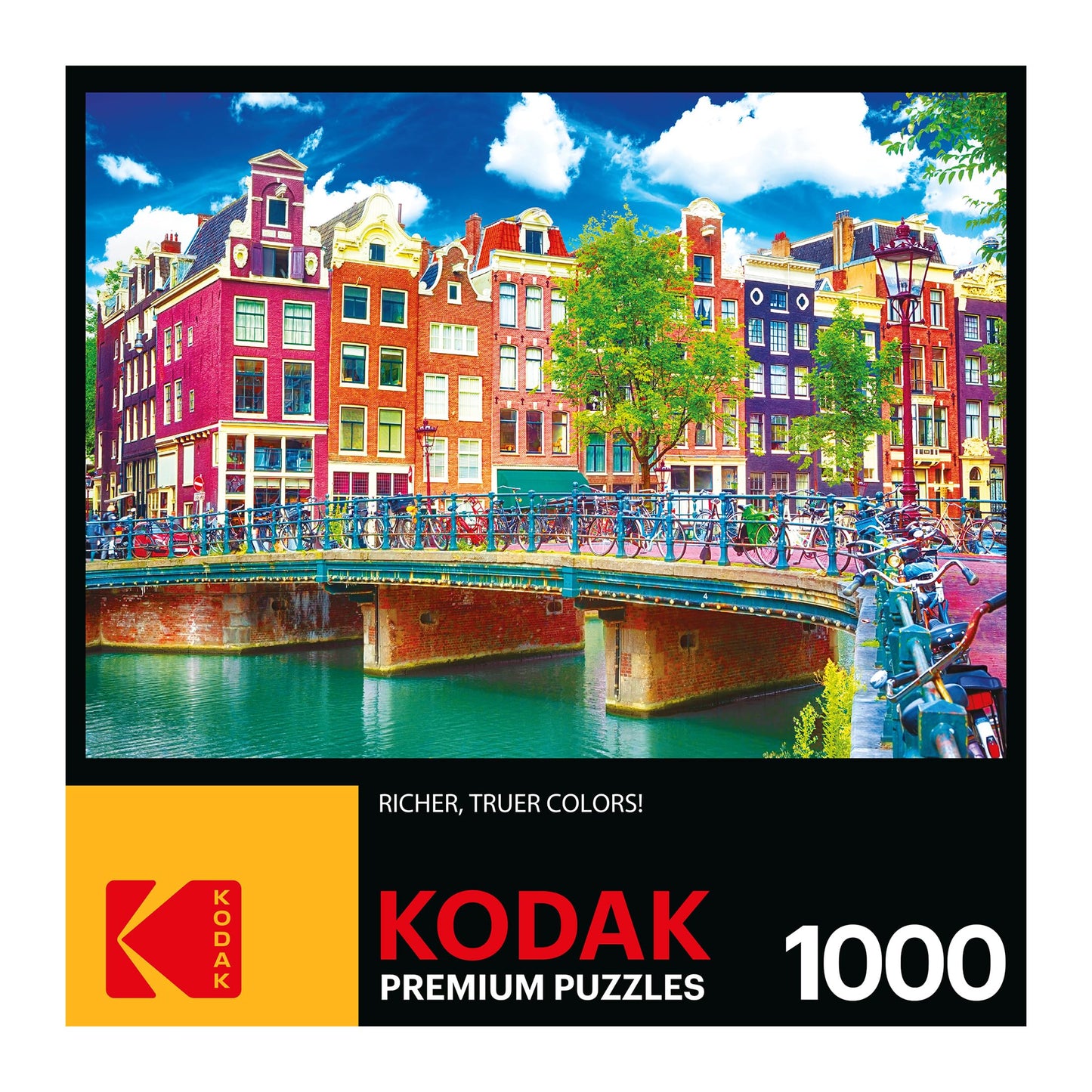 RoseArt 1000 Piece Jigsaw Puzzle - Colorful Waterfront Buildings, Amsterdam, Multi-colored, Model 8700ZZV
