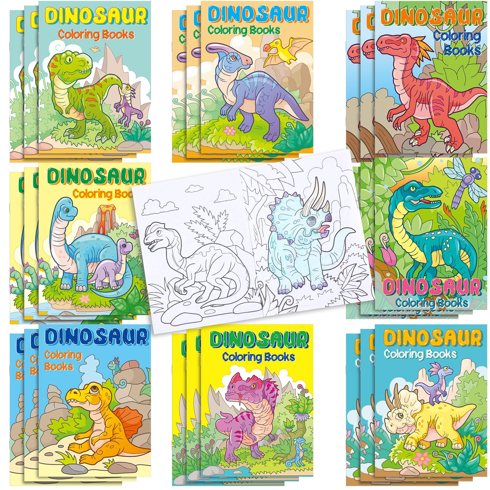 Fulmoon 24 Pcs Mini Dinosaur Coloring Books Dinosaur Party Favors Dino Coloring Book Total 336 Pages Painting Drawing Creative A