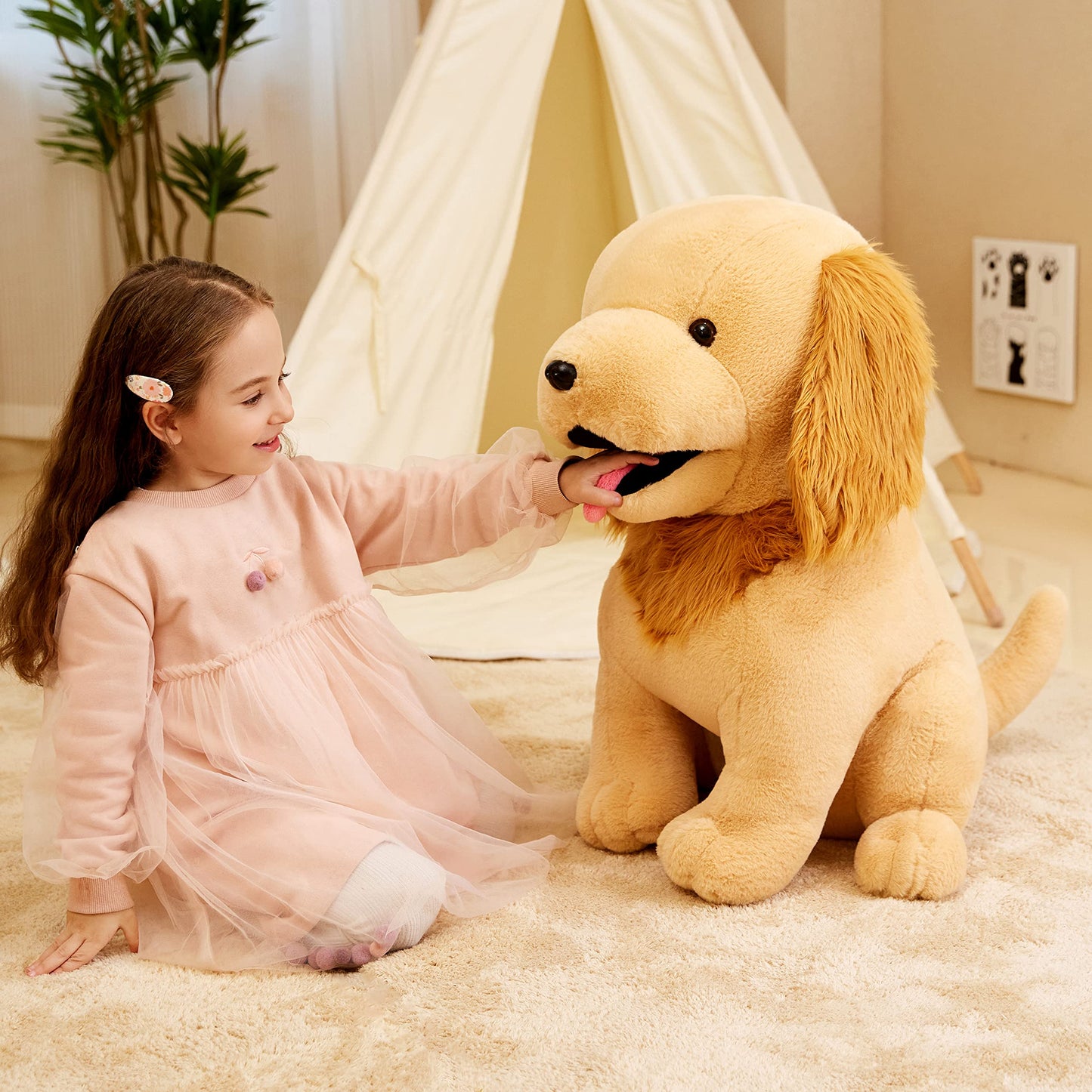 Ikasa Giant Golden Retriever Dog Stuffed Animal Plush Toy,23' Large Big Jumbo Puppy Soft Toys,Huge Size Cute Fluffy Plushy Fat Plushie,Gifts For Kid