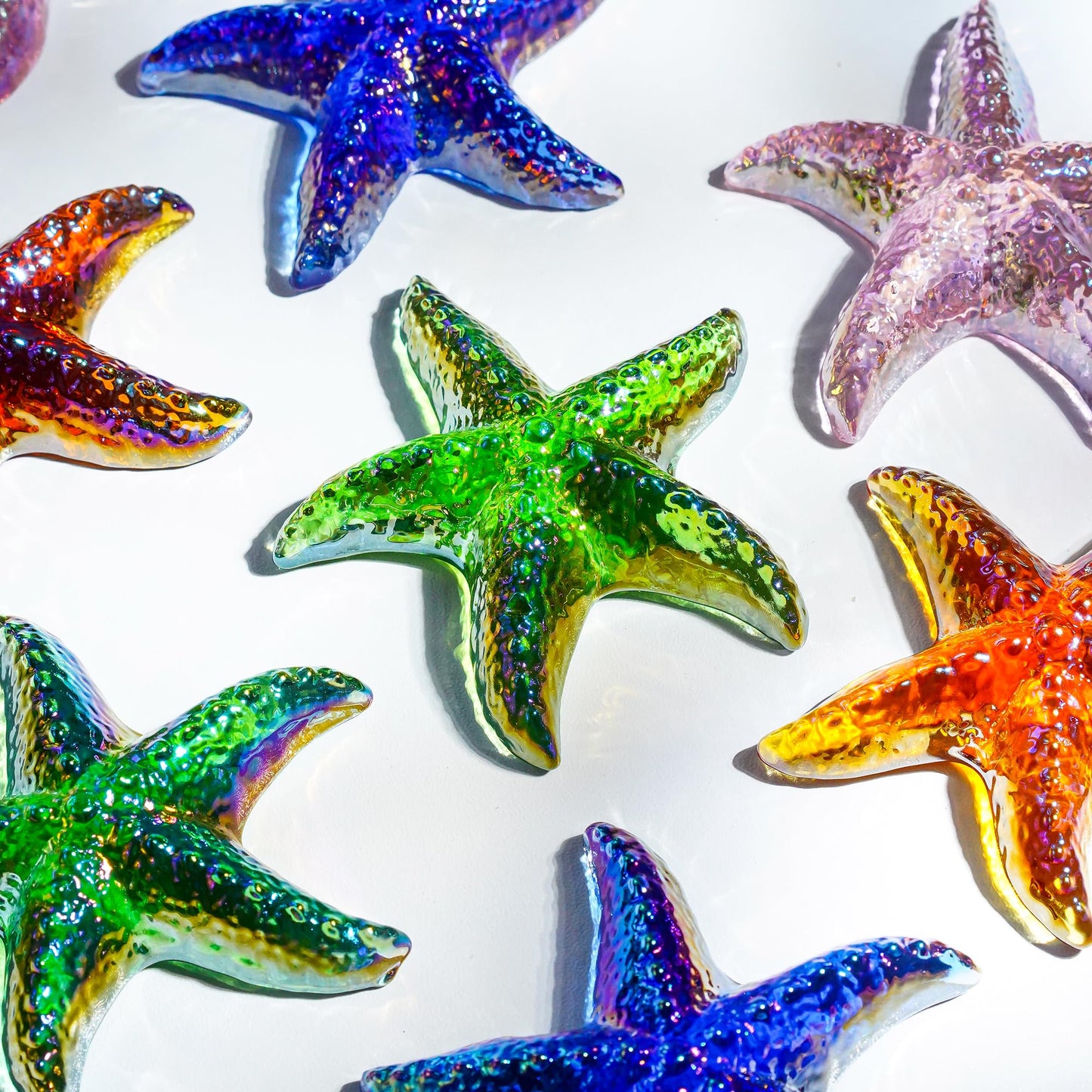 H&D HYALINE & DORA Glass Starfish Green Handmade Glass Sea Animal Figurine Mini Starfish Collectible Ornament for Beach Decor