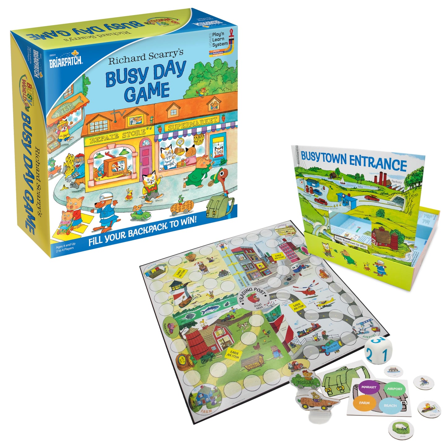 Briarpatch Busy Day Game - Richard Scarry's Early Reader, Cardboard, Multicolor, 2.5 x 15.5 x 10.5 inches, Model 06531