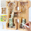 weallbuy Large Letter Piggy Bank for Kids Boys Girls Wooden Personalized Piggy Banks A-Z with Target Area Clear Alphabet Banknote Coin Banks for Gift Decoration Baptism (H)