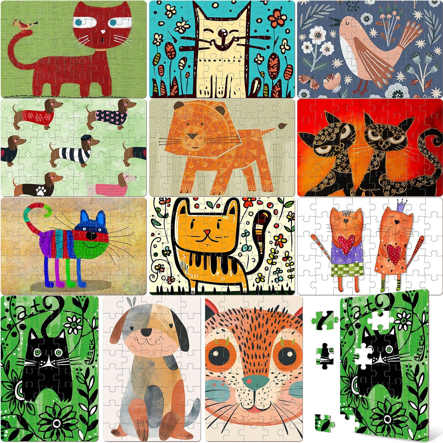 Simgoing 12 Pcs Jigsaw Puzzles Bulk Set for Kids Beginners 8x12 Inch 40 Pcs Puzzles High Definition Printed with Completed Image