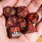 HDdais Wood DND Dice Set Red Orange Striped Handmade Wood Dice Set for Dungeons and Dragons Role Playing Games