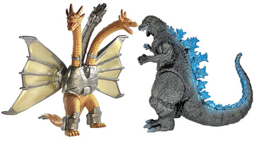 TwCare Set of 2 Mecha King Ghidorah vs 1954 65th Anniversary vs Heisei Era Classic Godzilla Toy, 2021 Movable Joints Action Movi