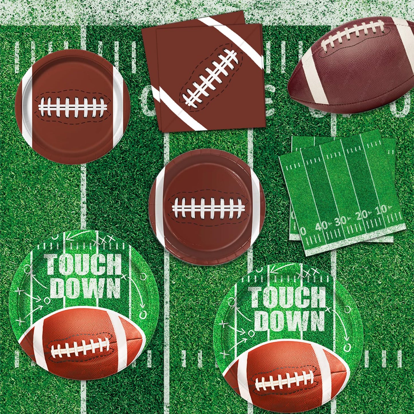 Football Party Decorations Football Party Supplies Including Paper Plates, Napkins, Tablecloth, Banner For Football Birthday Par