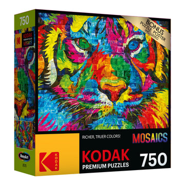 KODAK PREMIUM PUZZLES 750-Piece Jigsaw Puzzle - Rainbow Tiger - Multi-colored Paper Art for Adults