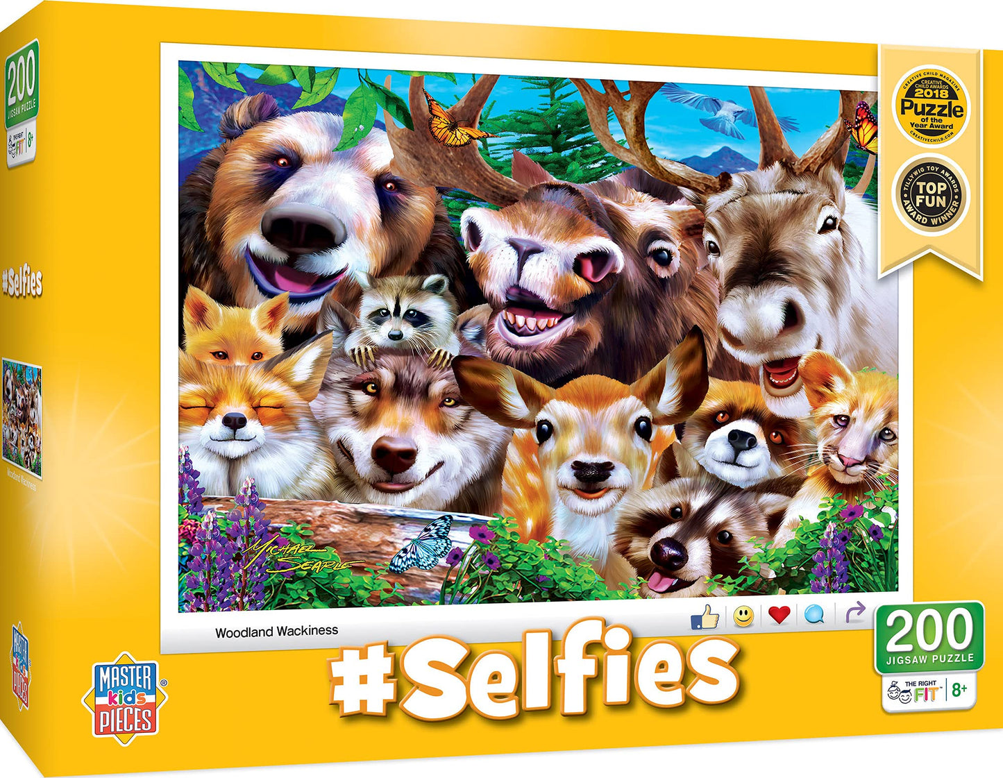 Masterpieces 200 Piece Jigsaw Puzzle For Kids - #Selfies Woodland Wackiness - 14'X19'