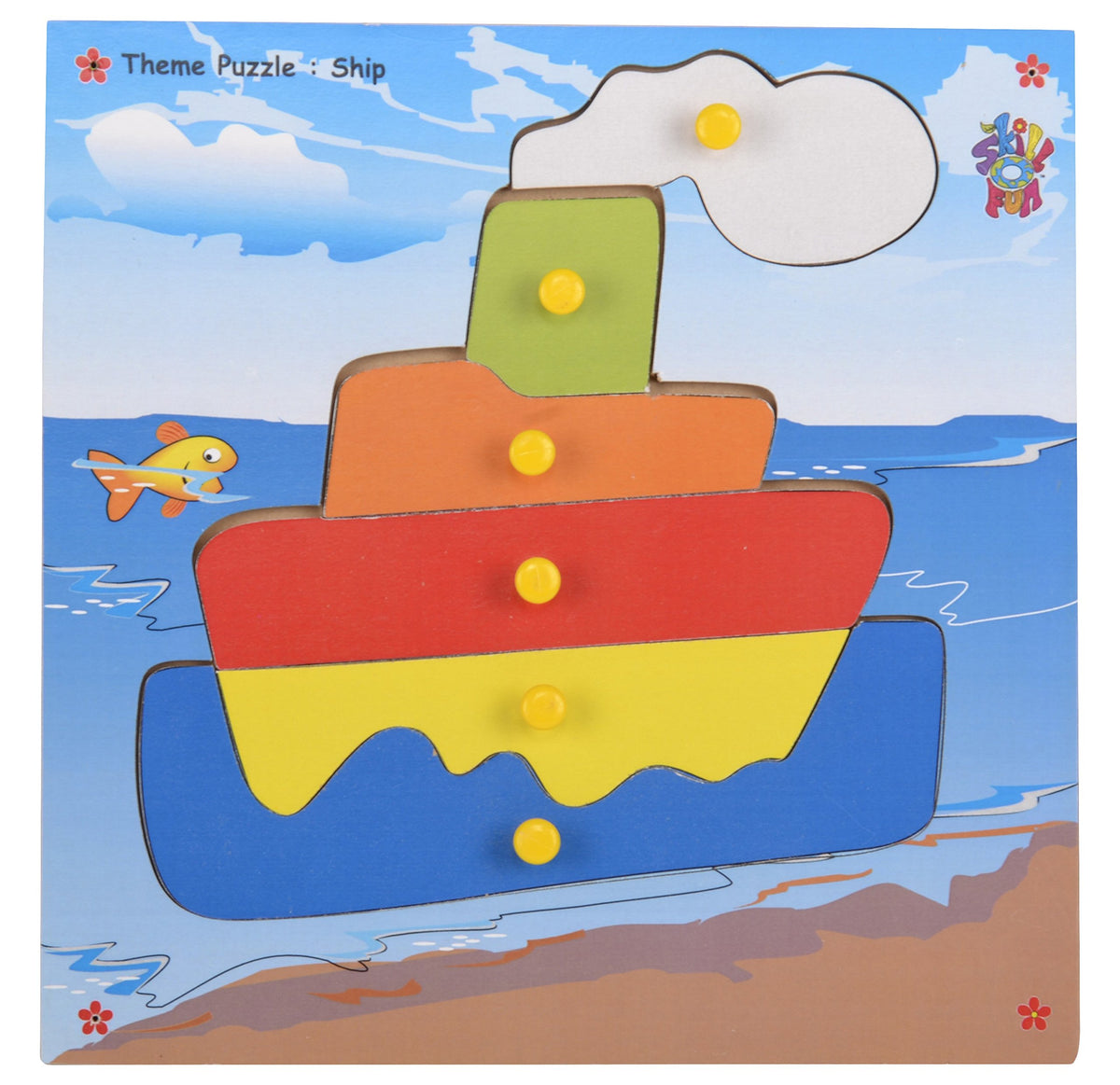 Skillofun Wooden Theme Puzzle Standard Ship Knobs, Multi Color