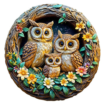 Wooden Puzzles for mature-themeds - 3D Vision Effects Owl Family Wooden Jigsaw Puzzle - Unique Animal Shaped Wood Puzzles mature-themed - Creative Birthday Gift Family Game (300pcs)