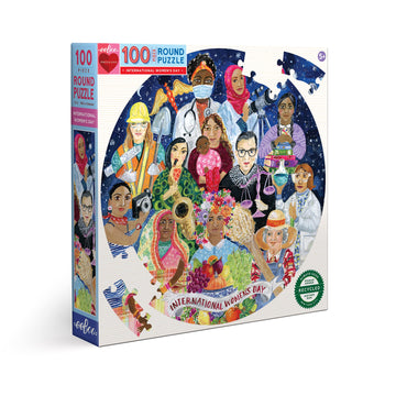 Eeboo: International Women'S Day 100 Piece Round Puzzle, Perfect Project For Little Hands, Aids In Development Of Pattern And Sh