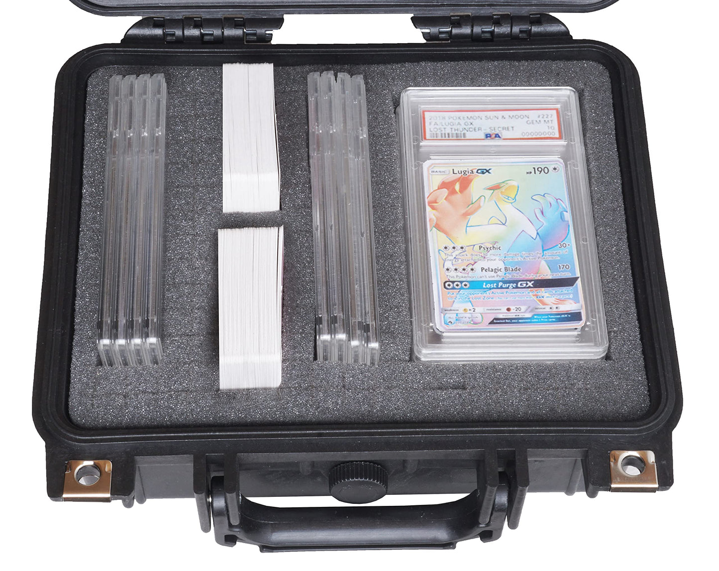 Case Club Graded Card Storage Box Fits Up To 34 Card Slabs, Or 100+ Sleeve Top Loaders- Travel Case Fits Pokemon, Mtg, & Sports Trading Cards In Waterproof Exterior With Customizable Foam Interior
