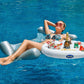 Feebria Inflatable Floating Drink Holder With 9 Large Capacity Drink Float For Pools & Hot Tub (White)