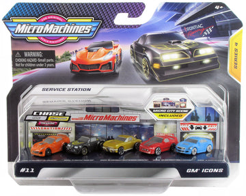 Micro Machines 2021 Series 4 World Pack #11 GM Icons: ZR1 Corvette, Pontiac Trans Am, 63 Split Window Corvette, IROC-Z Camaro, 