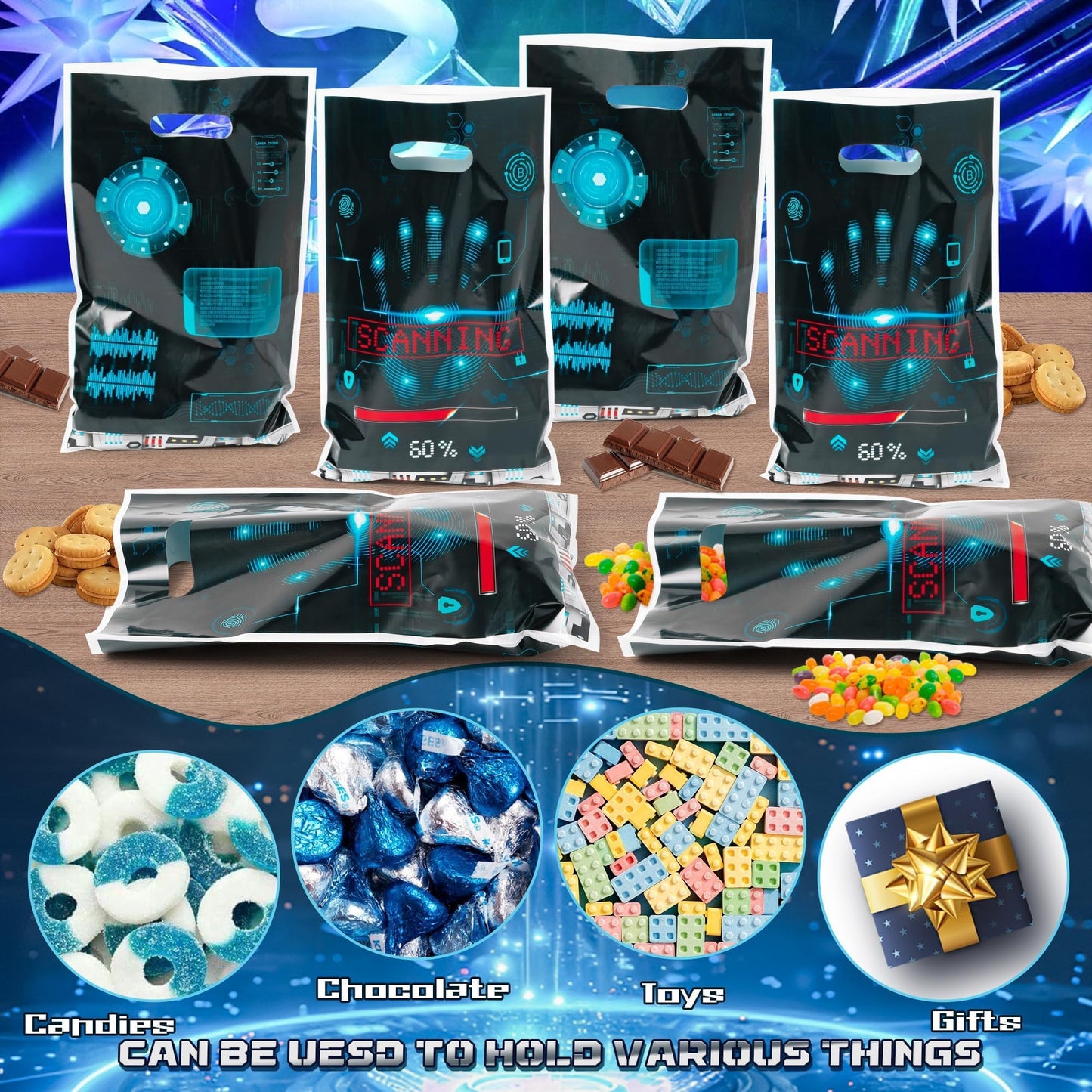 ArianQicult Top Secret Spy Party Favor Bags - 50Pcs Mysterious Secret Agent Goody Candy Treat Gifts Bags, Mystery Spy Themed Par