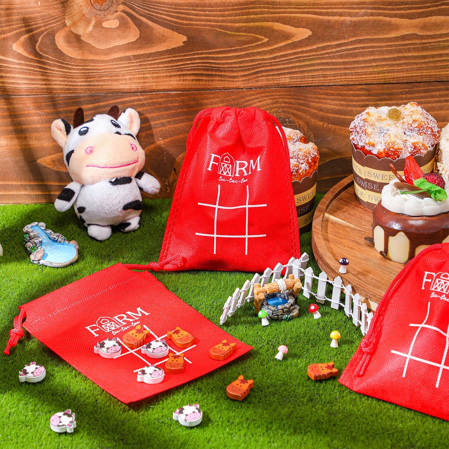 Sotiff 36 Pack Valentines Day Gifts for Kids Tic Tac Toe Strategic Board Game for Kids and Family Farm Animal Favors Bulk Goodi