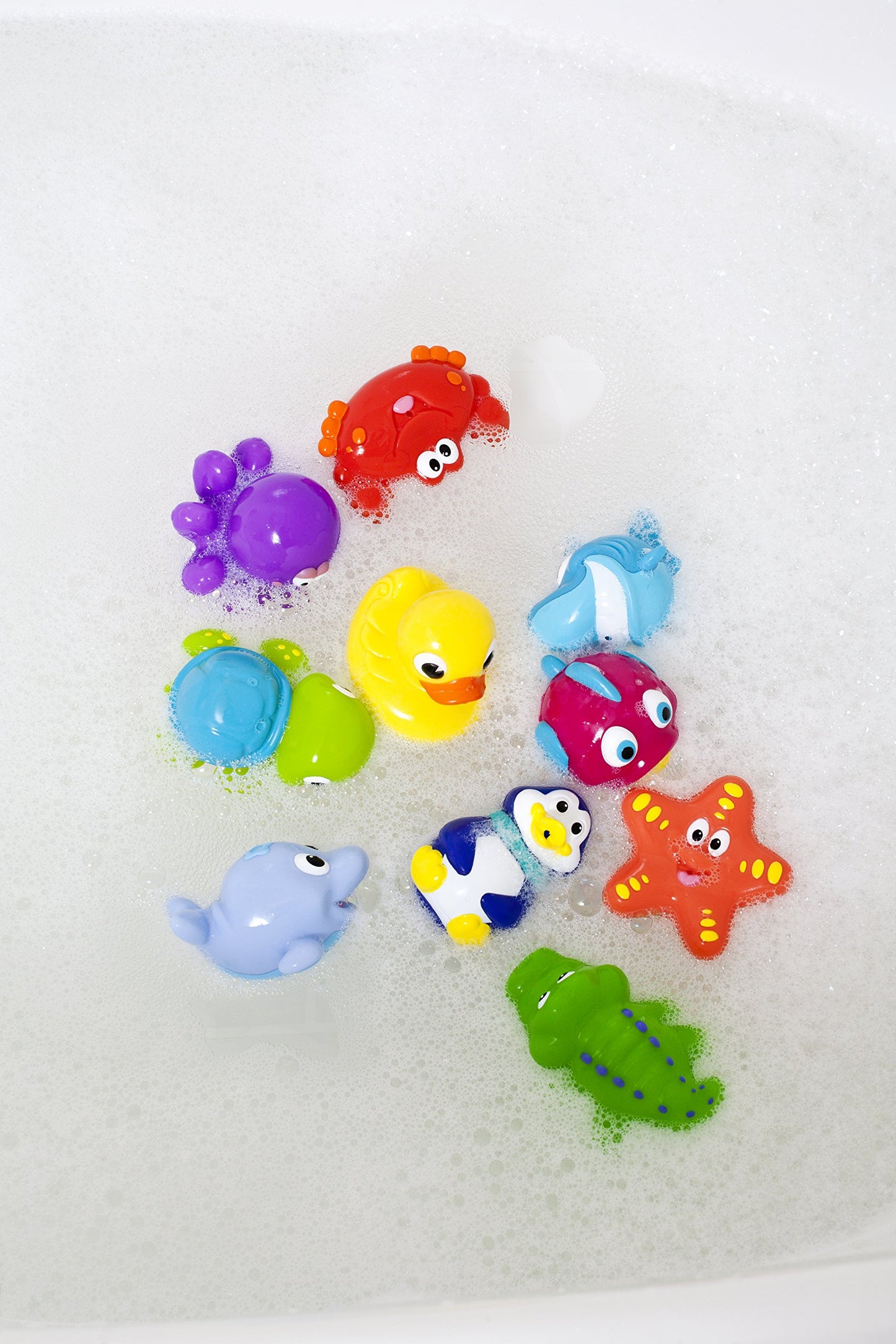 Nuby 10 Count (Pack Of 1) Little Squirts Fun Bath Toys, Assorted Characters