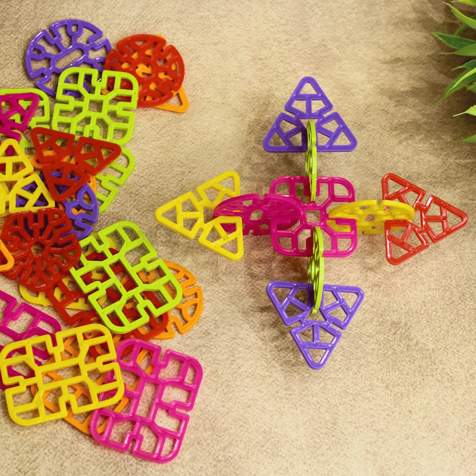 Luxen Creative Blocks Geometric Snowflake Building Set, Interlocking Pattern Blocks, MultiColour