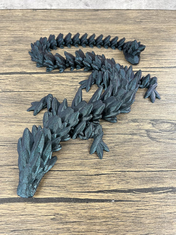 Munnygrubbers - Xl 26' Crystal Dragon Fidget Toy - Heavy Duty - 3D Printed Flexible Articulating Dragon Plastic Collectible Figurine - Surprise Egg Compatible - (Magic Blue Dragon)