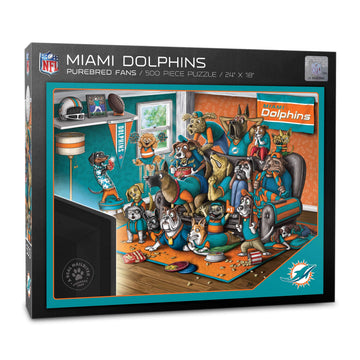 Youthefan Nfl Miami Dolphins Purebred Fans 500Pc Puzzle - A Real Nailbiter