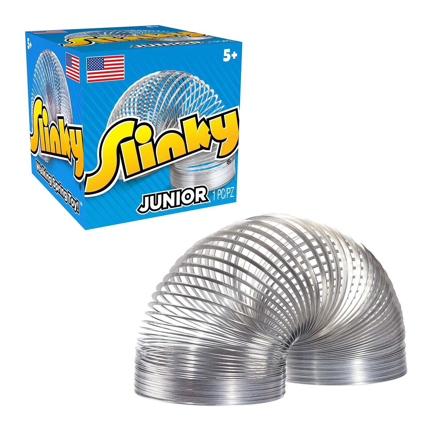 Just Play Slinky Jr. Walking Spring Toy, 5-pack Small Metal Slinkys, Multi-color, Ages 5 Up, Model 03160