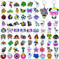 75PCS Cartoon Keychains Bulk for kids Adorable Backpacks Keychains Donut, Ball, Desserts, Axolotl, Sloth, Rainbow Bulk Key Chain
