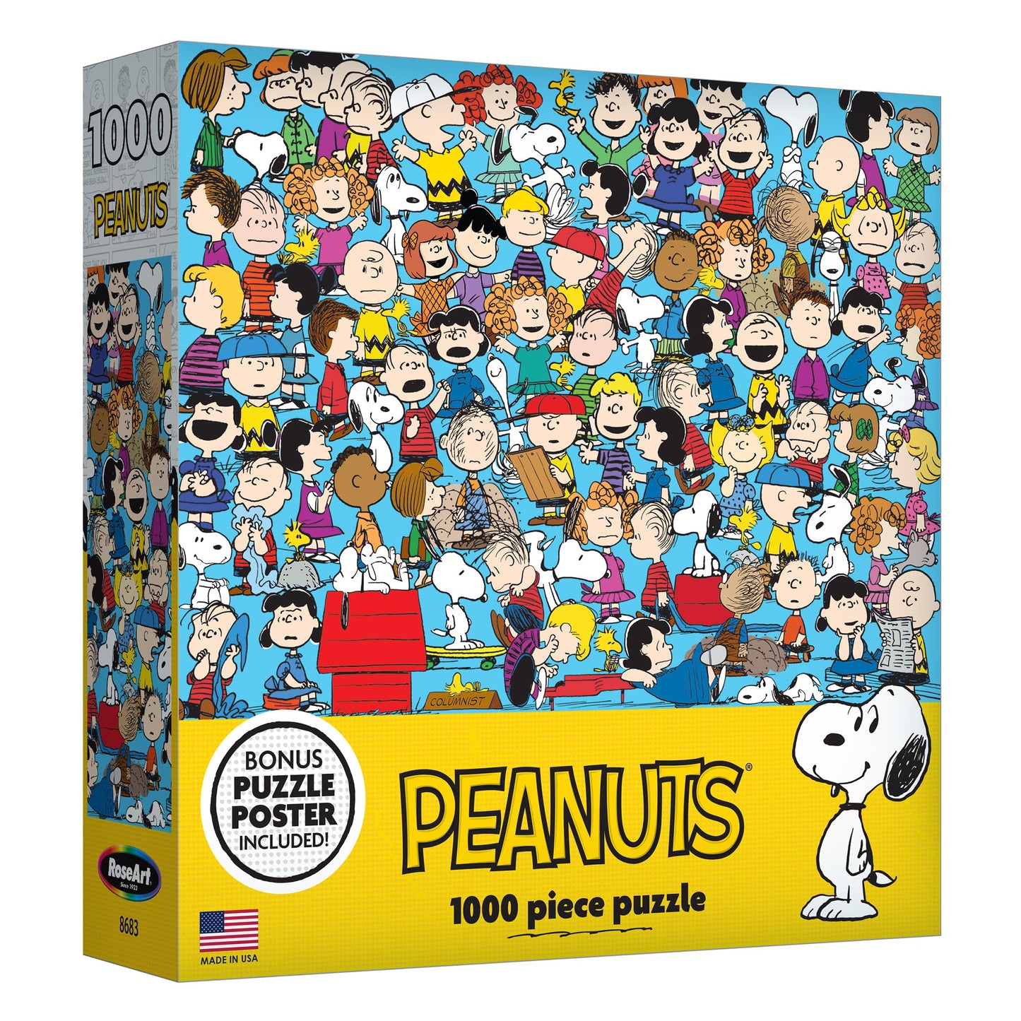RoseArt 1000 Piece Jigsaw Puzzle - Peanuts Cast of Characters - Multi-colored - Model 8683ZZA - Fun for Adults