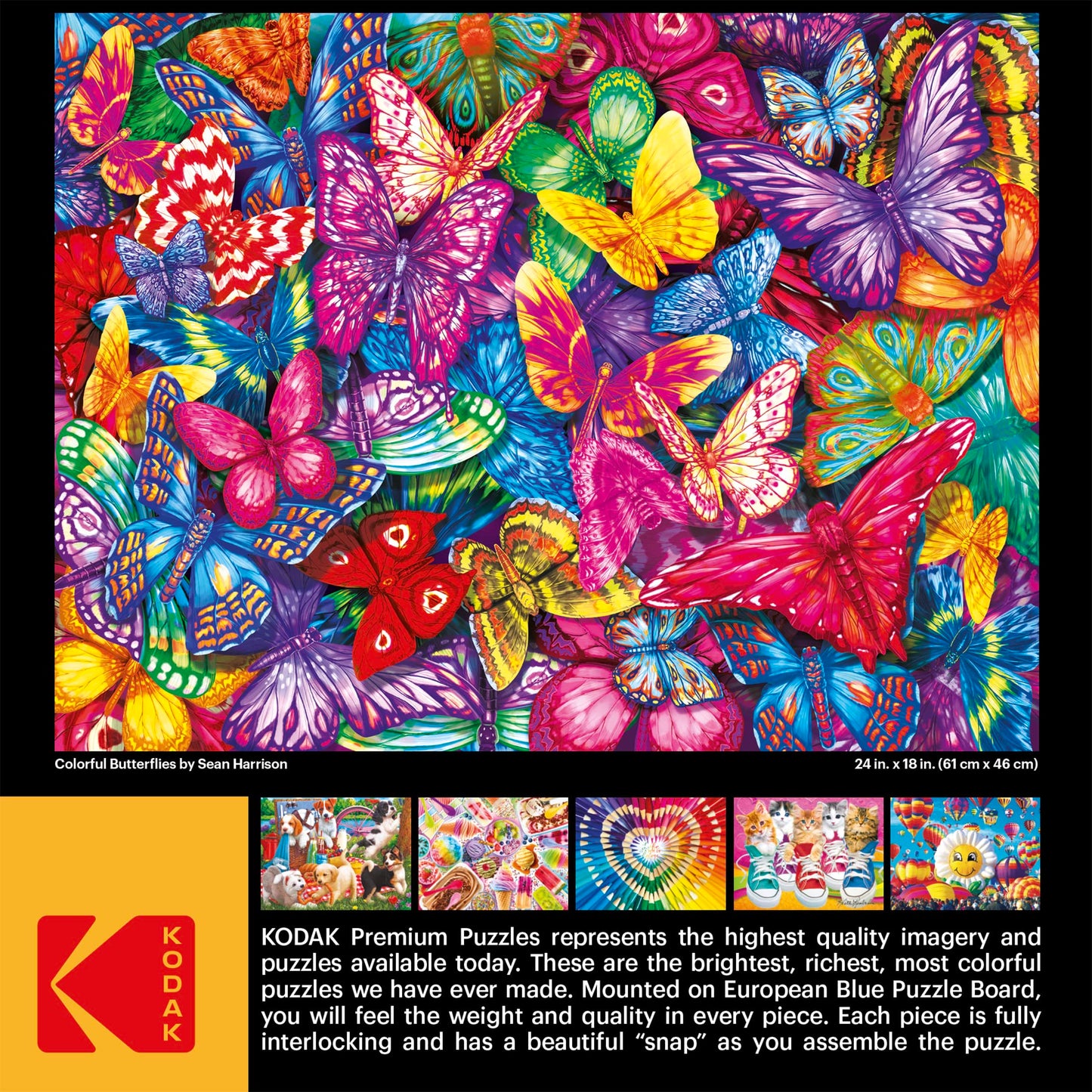 Roseart - Kodak Premium - Colorful Butterflies - 350 Piece Jigsaw Puzzle For Adults