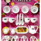 PRIMEFAIR Kitchen Coffee Set Roll Play Toys for Girls 4 Chairs 4 Cups 4 Tea Plait 3 Spoon 1 Mug 1 Tea Kettle 1 Table Complete Te