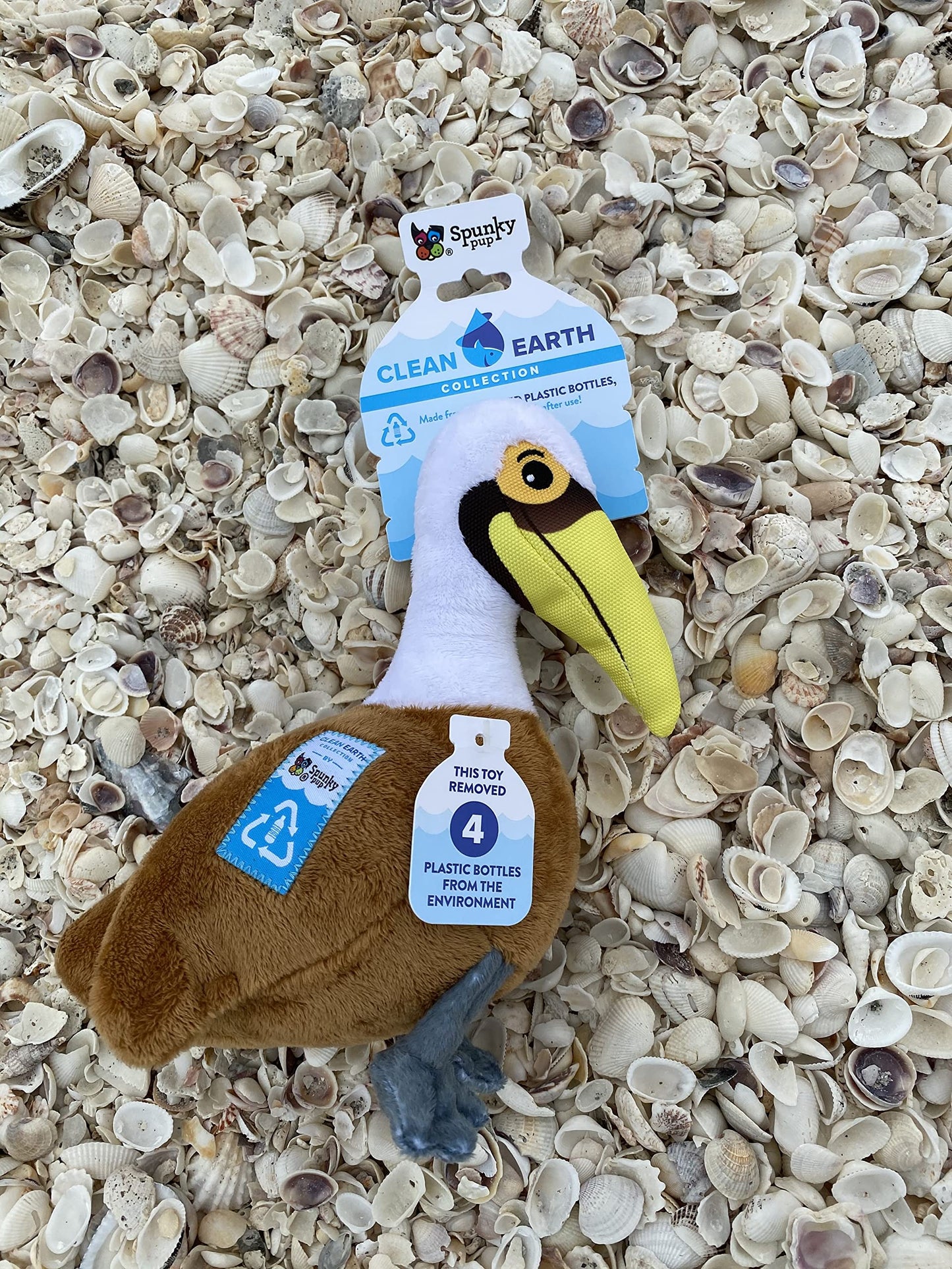 Spunky Pup Clean Earth Plush Pelican | Made From 100% Recycled Water Bottles | Small