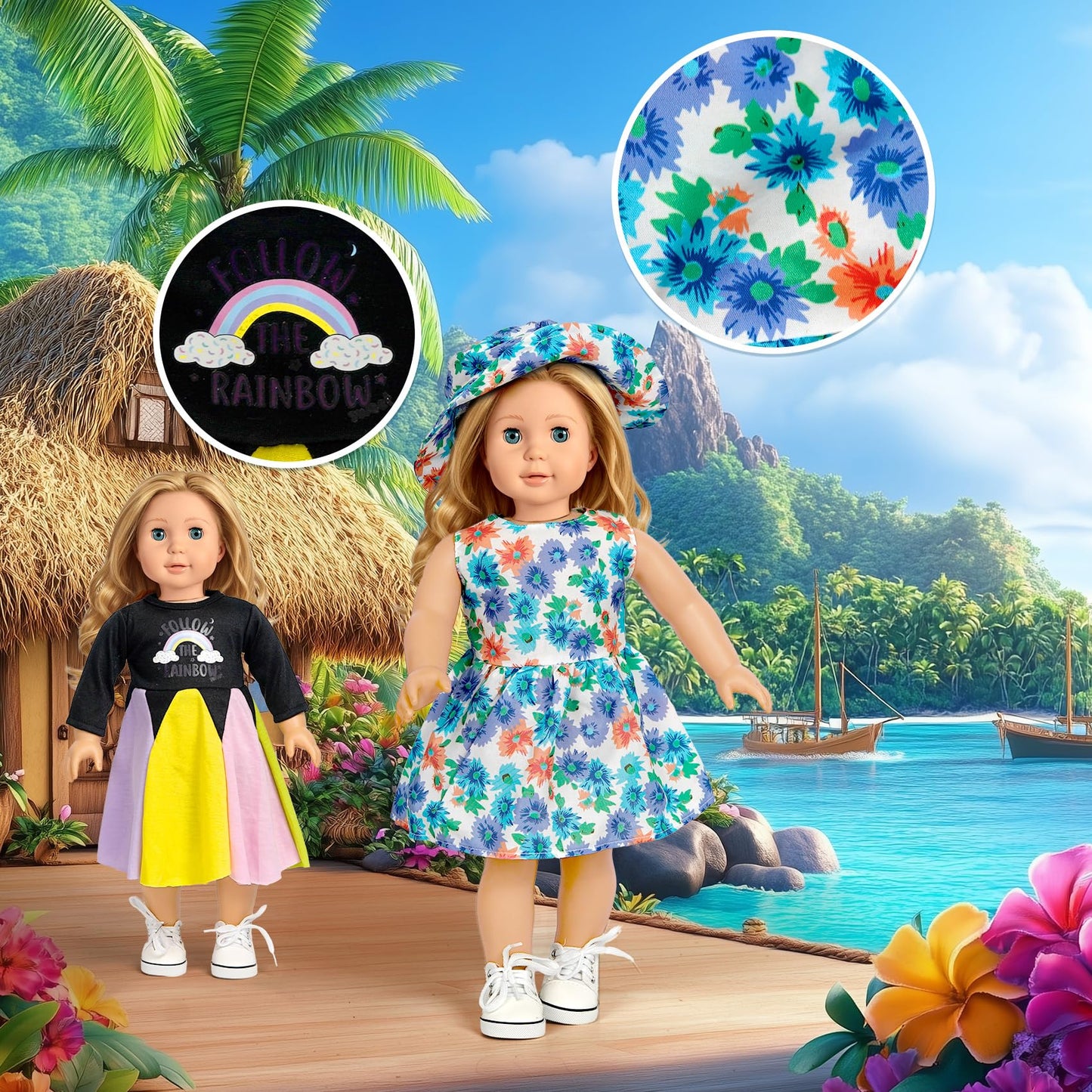 18 inch Doll Clothes Accessories American Doll Socks 18 inch Girl Doll Shoes - Compatible with18 Inch Dolls Clothes