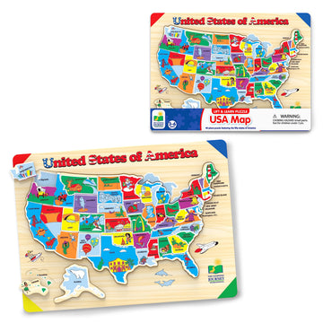 The Learning Journey USA Map Puzzle - Multi Color, Recycled Material, 40cm - Educational Toys for Kids Ages 3+ - Model 501726