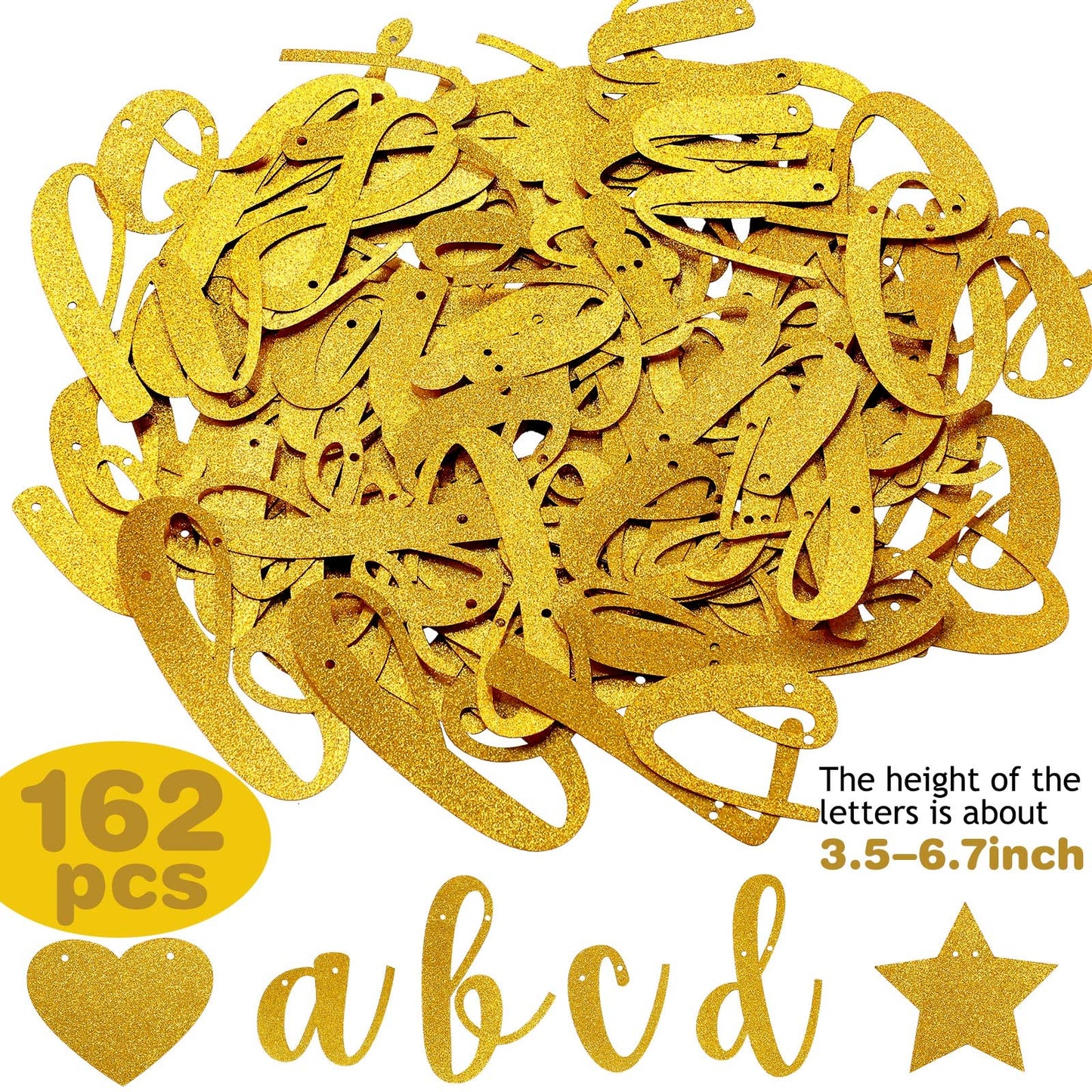 TaoBary 167 Pcs DIY Banner Kit Christmas Glitter Customizable Birthday Banner Glitter Make Your Own Banner Kit 162 Letters Symbo