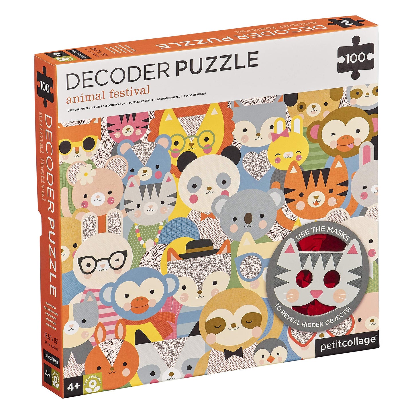 Petit Collage Animal Festival Decoder Children’S Puzzle, 100-Pieces – Jigsaw Puzzle For Kids – Includes Glasses To Uncover Hidden Objects – Animal Puzzle For Ages 4+, Makes A Great Gift Idea
