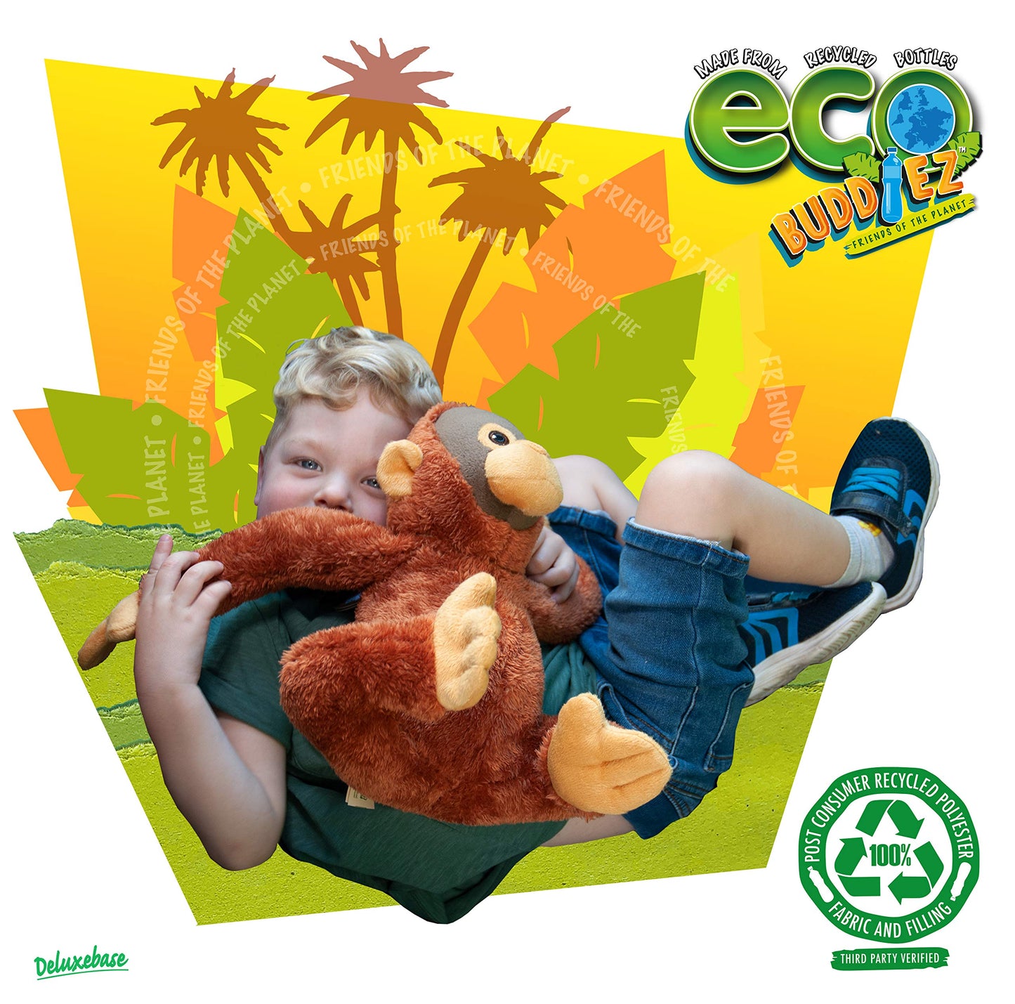 Ecobuddiez - Orangutan From Deluxebase. 12 Inch Orangutan Plush Toy. Eco Friendly Child Safe Monkey Stuffed Animal Made From Recycled Plastic Bottles.
