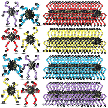 100 Pcs Funny Sensory Fidget Toy Bulk Transformable Chain Robot Finger Toys Fidget Spinners Stress Relief Fingertip Gyro Deforma