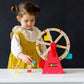 Petit Collage Ferris Wheel Carnival Wooden Toy, 2 Animal Characters Included - Pre-Assembled Wooden Ferris Wheel Toy with Sturdy