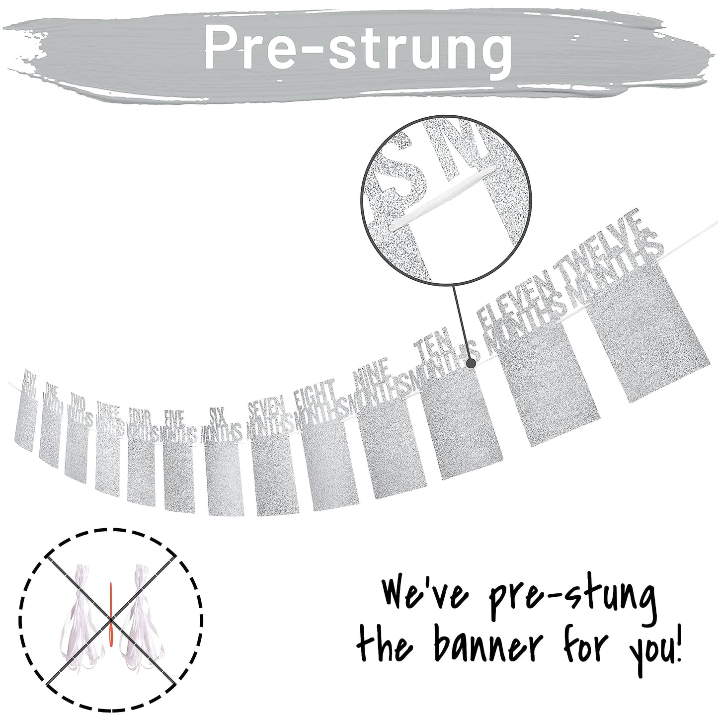 Partyhooman 1St Birthday Photo Banner For Baby From Newborn To 12 Months, First Birthday Decorations Girl Monthly Milestones Gar