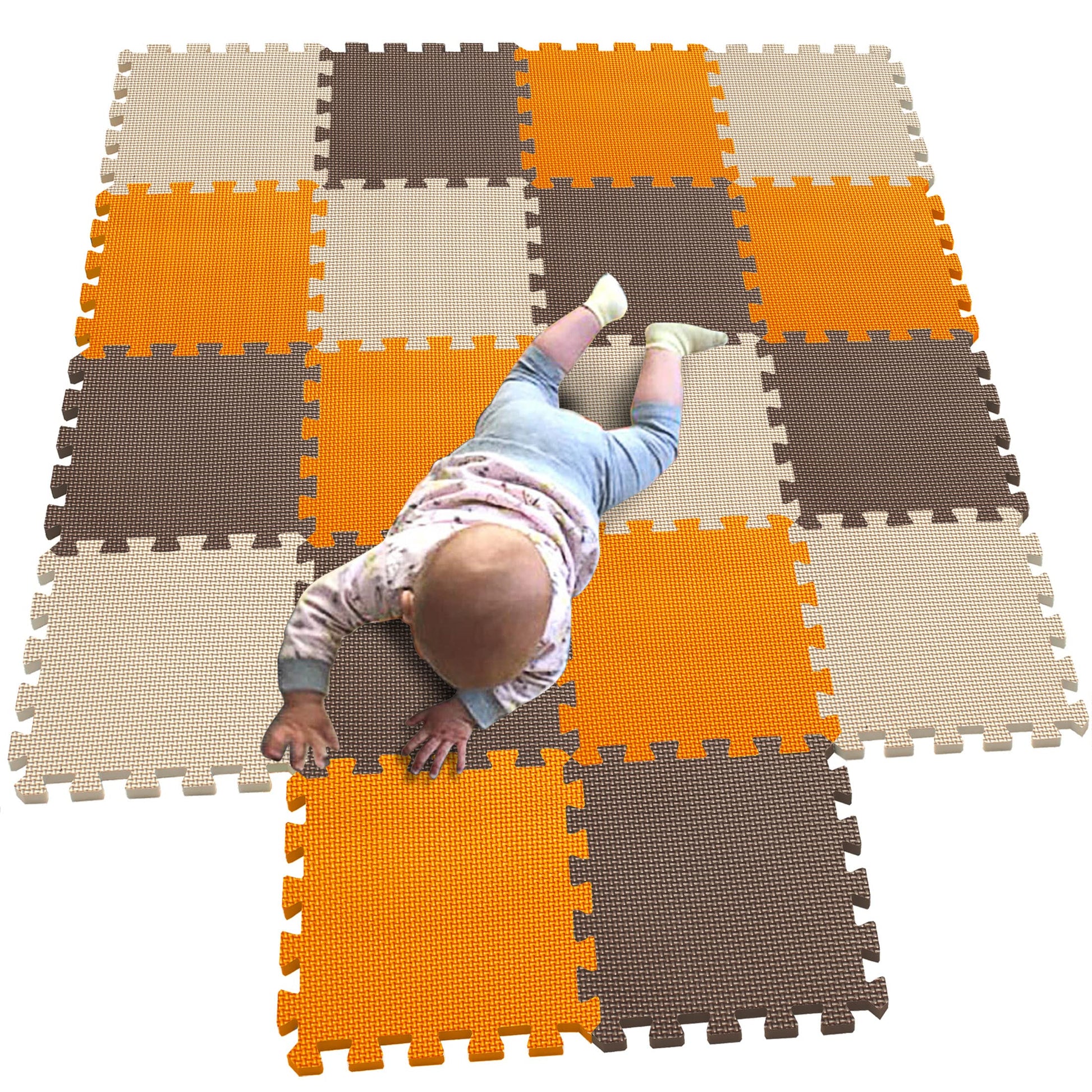 Mqiaoham Baby Play Mats For Floor Playmat Eva Puzzles 3D Jigsaws Children Toddler Playmats And Gyms Workout Mat Foam Tiles Jigsaw Puzzle Plays Soft Toys Babies Activity Orange Coffee Beige 102106110