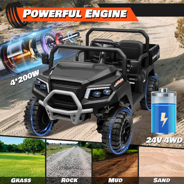 ANRLI 24V Ride on Car 4WD Golf Cart w/4X200W Motors, Gift Flower, 20'' XL 2 Seaters, 2.4G Remote Control, 4 Wheeler, Music, LED