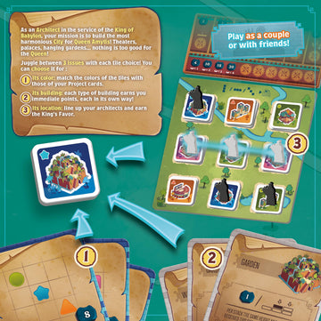 The Architects Of Amytis | 2 Player Strategy Game | Design Your Own City Of Babylon For Queen Amytis | Ages 10+ | Unique Three-I