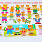 TOWO Wooden Bear Family Dress up Puzzle Box - Sorting and Matching Jigsaw Puzzle - Wooden Sorting Toys for 3 Year Old - Wooden Puzzles for 3 Years Old Girls