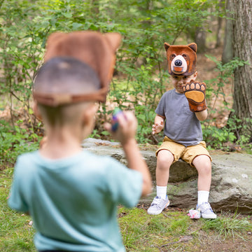Melissa & Doug Grizzly Bear Pretend Play Set, Plush Bear Heads & Paw Gloves, Kids Activity for Ages 3+, Multi, Model 30909