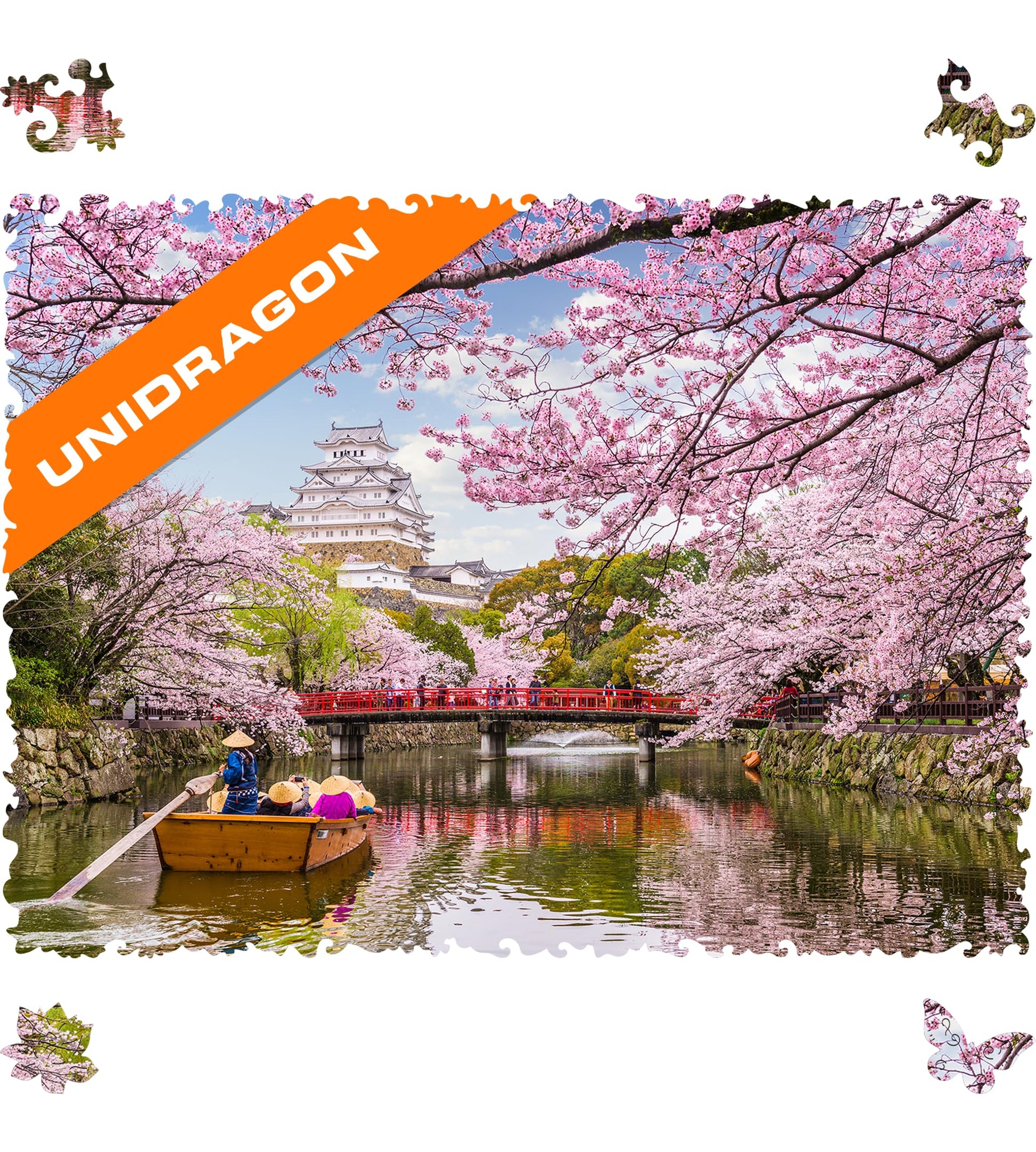 Unidragon Original Wooden Jigsaw Puzzles - Nature Sakura, 500 Pcs, King Size 16.9'X11.8', Beautiful Gift Package, Unique Shape Best Gift For Adults And Kids