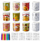 Thanksgiving Color Your Own Mugs for Kids-12Pcs Fall Bulk 8oz Personalized Coffee Mugs with 36Pcs Insert Paper Autumn Pumpkin Tu