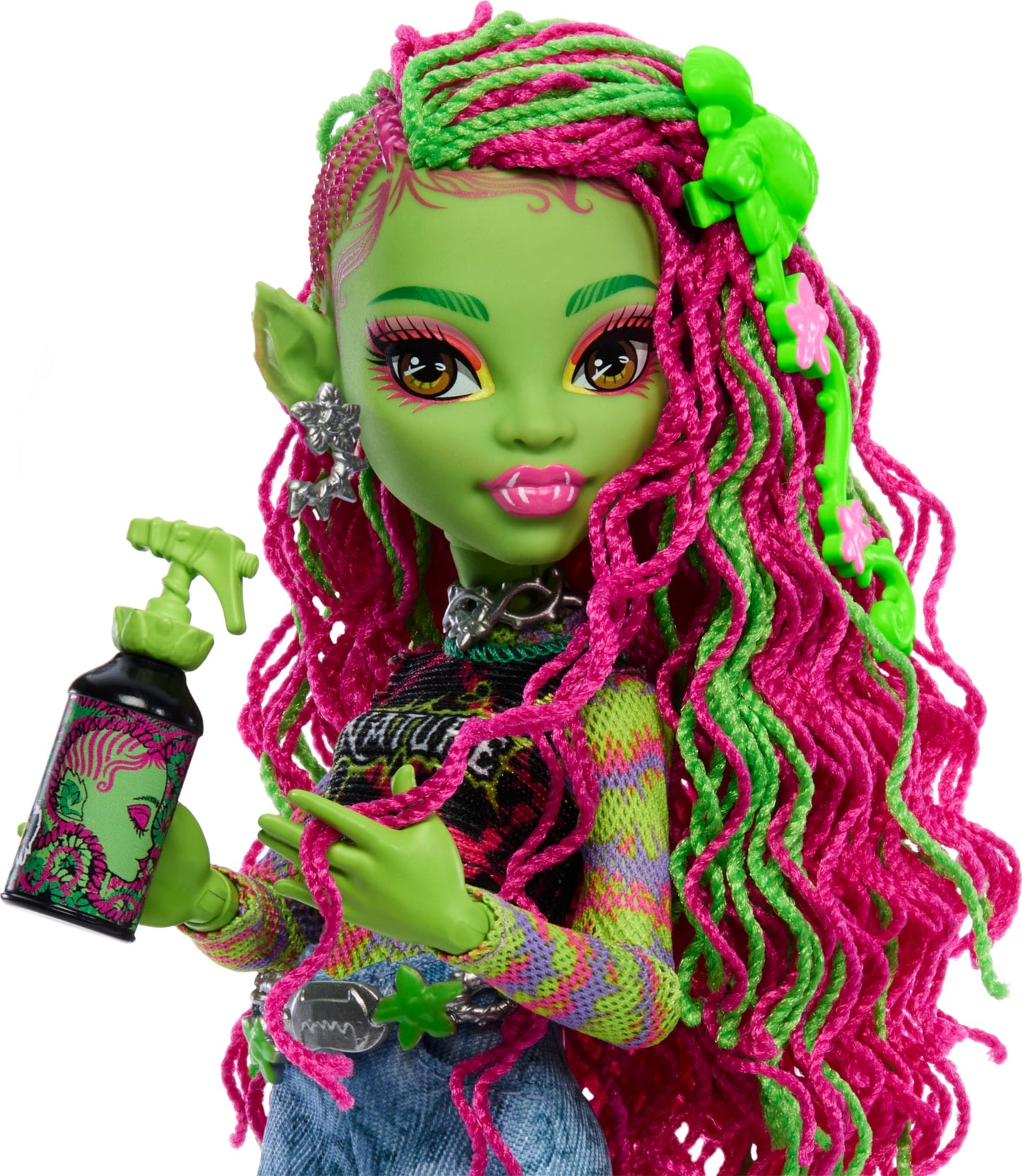 Monster High Venus McFlytrap Doll with Cat Chewlian, Accessories, Multicolor, Model HRP81, Plastic