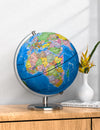 Waldauge 9'' Illuminated World Globe With Stand, Educational Globes For Kids Learning, Colorful Hd World Map Details, Led Globe