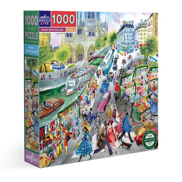 Eeboo Piece & Love: Paris Bookseller - 1000 Piece Puzzle - Adult Square Jigsaw, 23X23, Includes Image Reference Insert, Glossy P